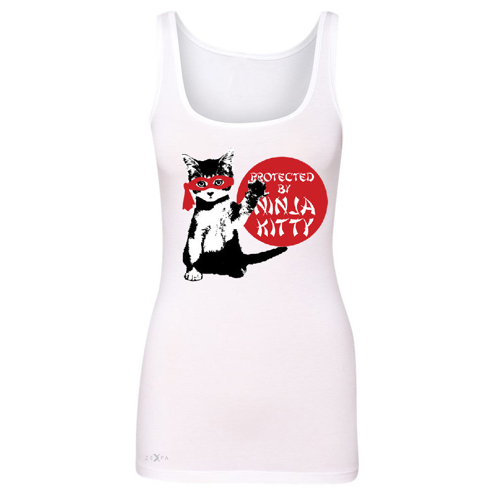 Protected By Ninja Kitty Graphic Women's Tank Top Animal Love Sleeveless - Zexpa Apparel - 4