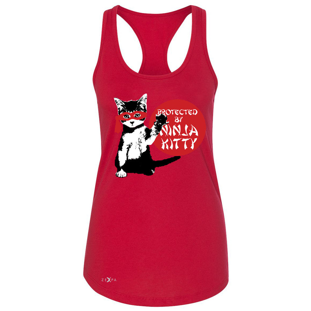 Protected By Ninja Kitty Graphic Women's Racerback Animal Love Sleeveless - Zexpa Apparel - 3