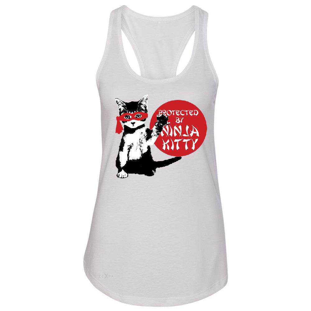 Protected By Ninja Kitty Graphic Women's Racerback Animal Love Sleeveless - Zexpa Apparel - 4