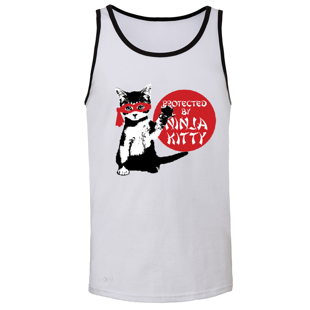 Protected By Ninja Kitty Graphic Men's Jersey Tank Animal Love Sleeveless - Zexpa Apparel - 5