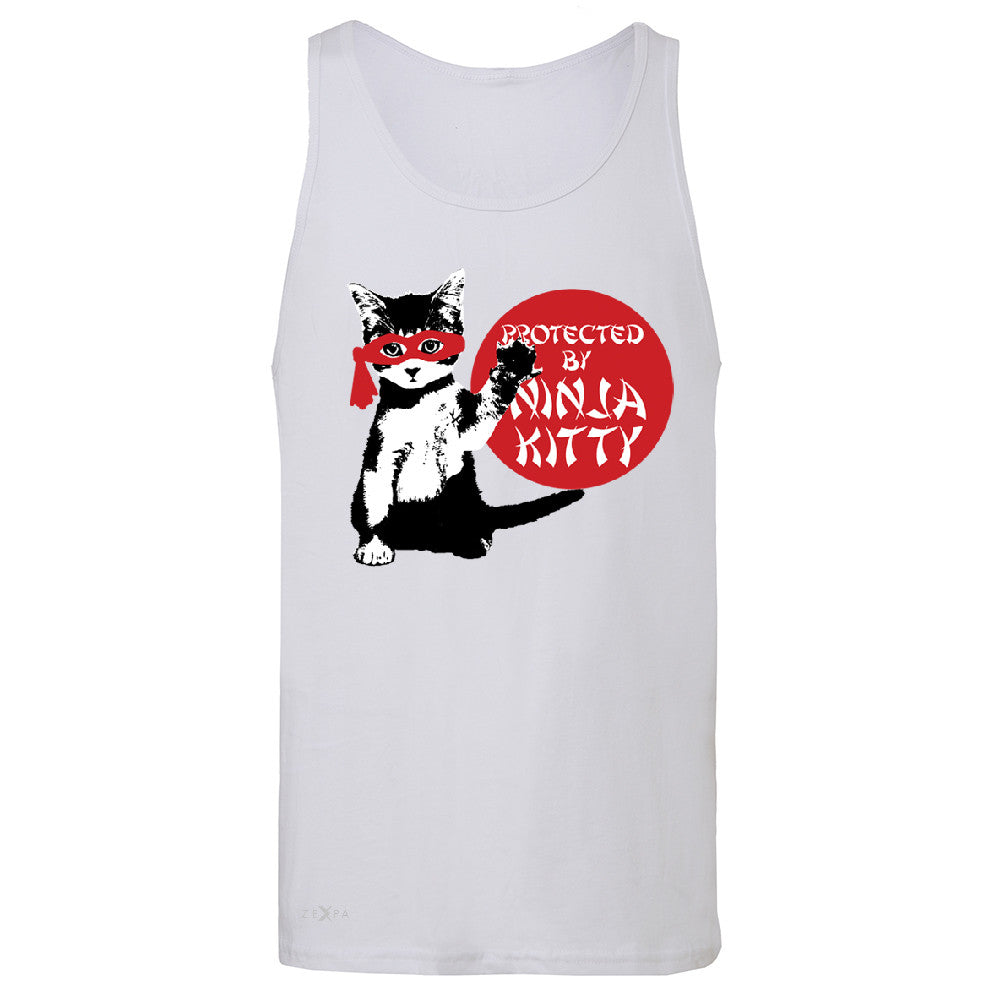 Protected By Ninja Kitty Graphic Men's Jersey Tank Animal Love Sleeveless - Zexpa Apparel - 6