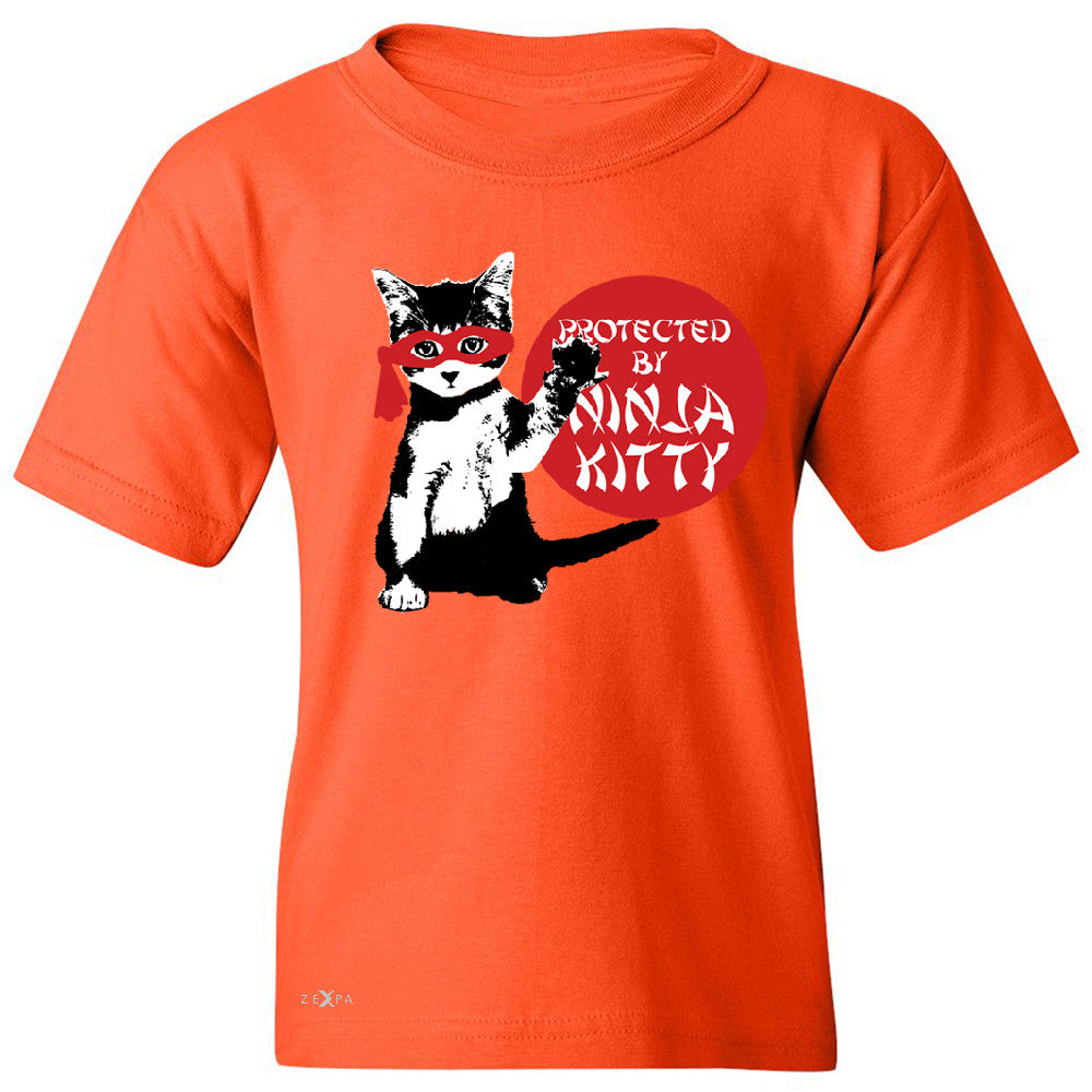 Protected By Ninja Kitty Graphic Youth T-shirt Animal Love Tee - Zexpa Apparel - 2