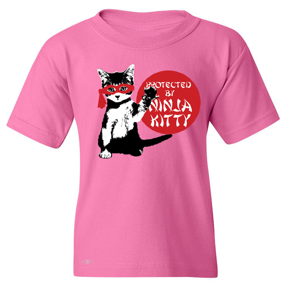 Protected By Ninja Kitty Graphic Youth T-shirt Animal Love Tee - Zexpa Apparel - 3