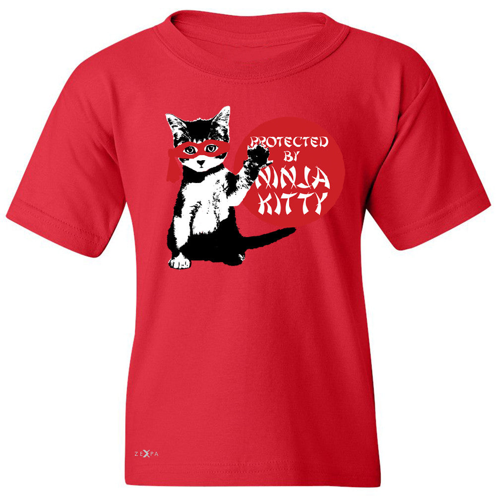 Protected By Ninja Kitty Graphic Youth T-shirt Animal Love Tee - Zexpa Apparel - 4