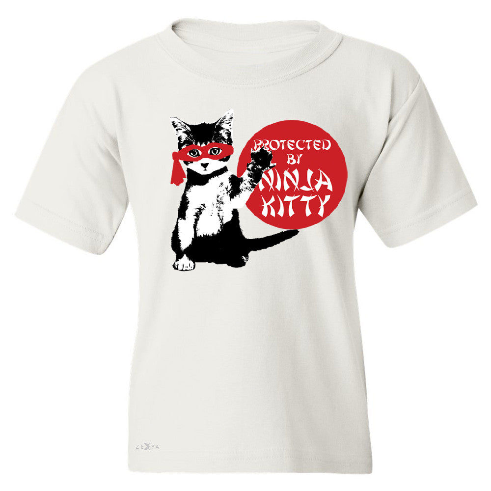 Protected By Ninja Kitty Graphic Youth T-shirt Animal Love Tee - Zexpa Apparel - 5