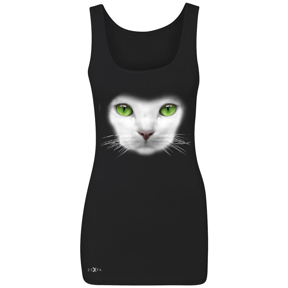 Elegant Cat with Green Eyes Women's Tank Top Beautiful Look Sleeveless - Zexpa Apparel - 1