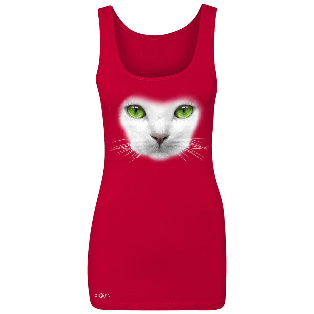 Elegant Cat with Green Eyes Women's Tank Top Beautiful Look Sleeveless - Zexpa Apparel - 3