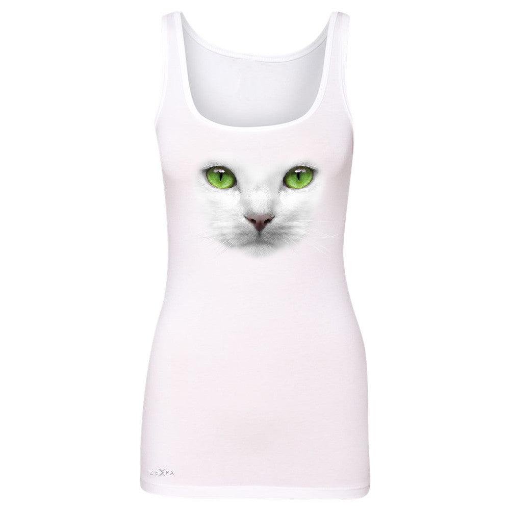 Elegant Cat with Green Eyes Women's Tank Top Beautiful Look Sleeveless - Zexpa Apparel - 4