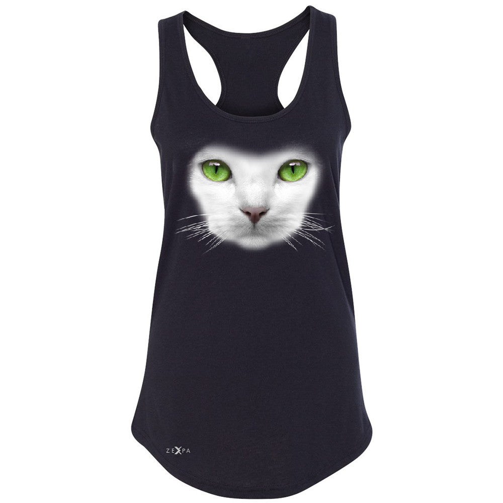 Elegant Cat with Green Eyes Women's Racerback Beautiful Look Sleeveless - Zexpa Apparel - 1