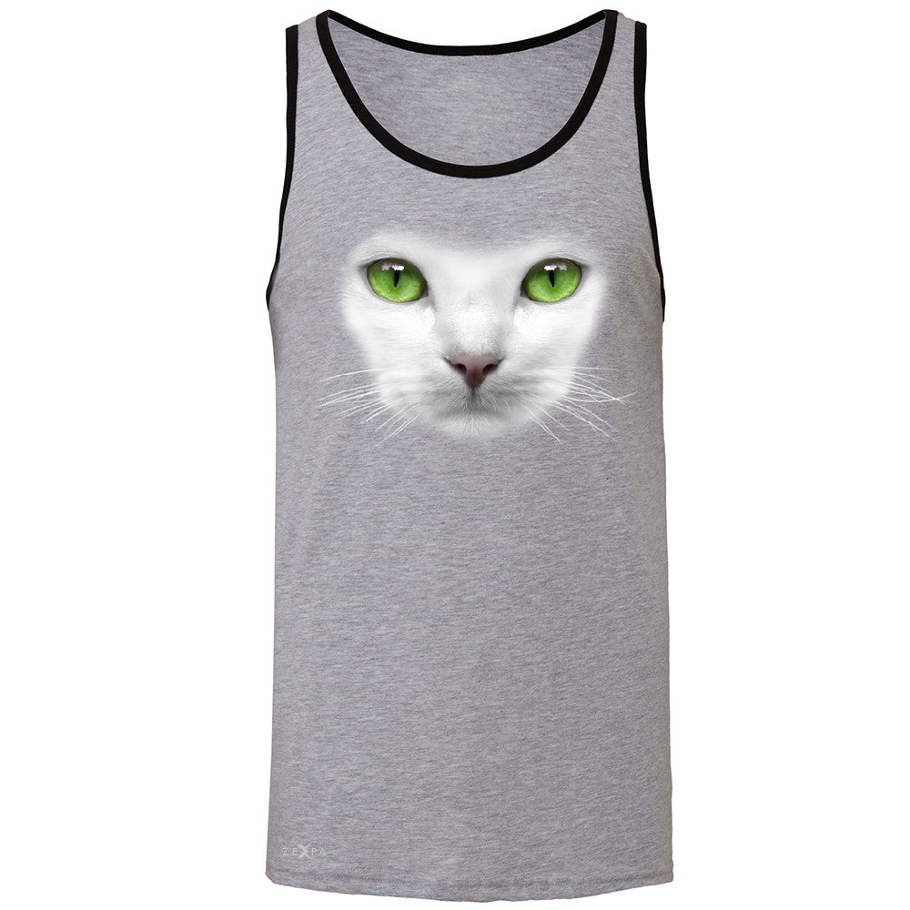 Elegant Cat with Green Eyes Men's Jersey Tank Beautiful Look Sleeveless - Zexpa Apparel - 2
