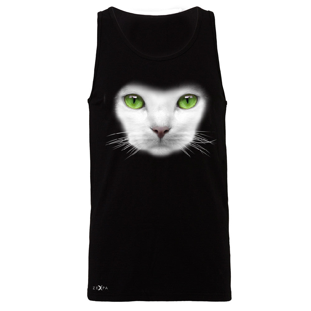 Elegant Cat with Green Eyes Men's Jersey Tank Beautiful Look Sleeveless - Zexpa Apparel - 1