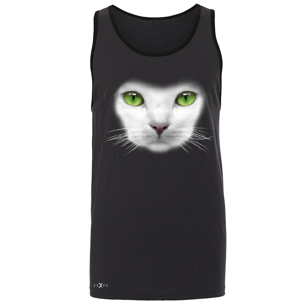 Elegant Cat with Green Eyes Men's Jersey Tank Beautiful Look Sleeveless - Zexpa Apparel - 3