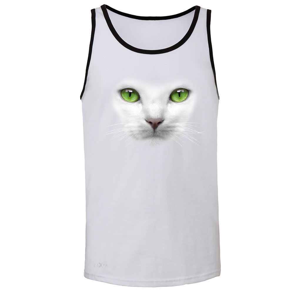 Elegant Cat with Green Eyes Men's Jersey Tank Beautiful Look Sleeveless - Zexpa Apparel - 5