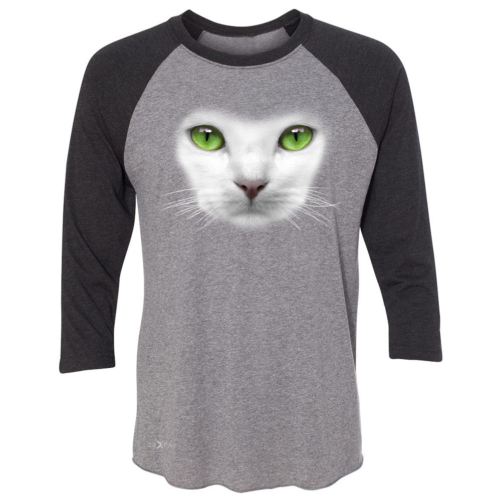 Elegant Cat with Green Eyes 3/4 Sleevee Raglan Tee Beautiful Look Tee - Zexpa Apparel - 1