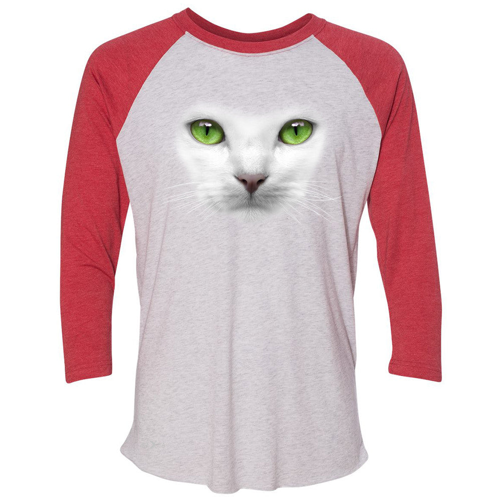 Elegant Cat with Green Eyes 3/4 Sleevee Raglan Tee Beautiful Look Tee - Zexpa Apparel - 2