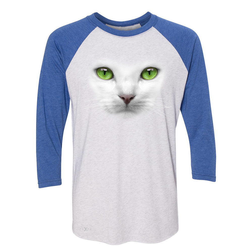 Elegant Cat with Green Eyes 3/4 Sleevee Raglan Tee Beautiful Look Tee - Zexpa Apparel - 3