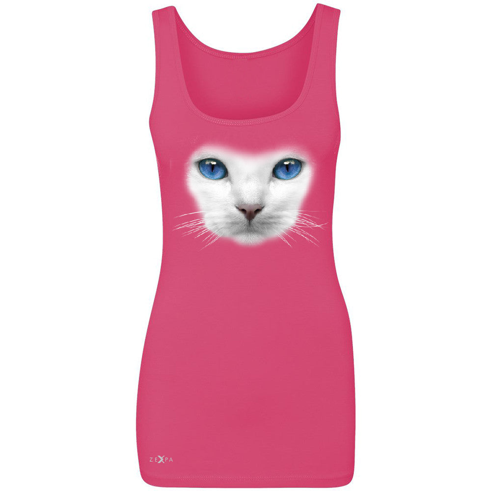 Elegant Cat with Blue Eyes Women's Tank Top Beautiful Look Sleeveless - Zexpa Apparel - 2