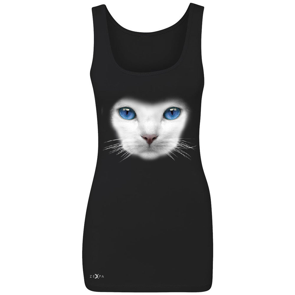 Elegant Cat with Blue Eyes Women's Tank Top Beautiful Look Sleeveless - Zexpa Apparel - 1