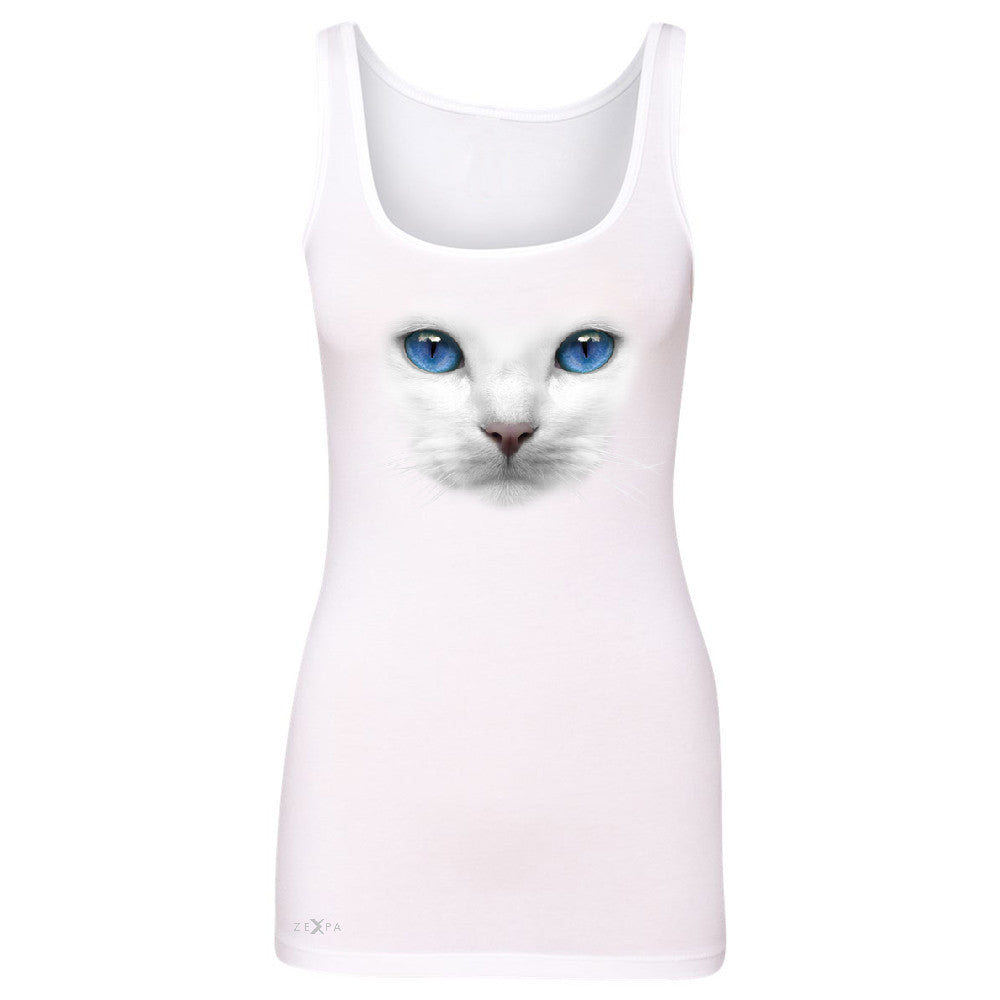 Elegant Cat with Blue Eyes Women's Tank Top Beautiful Look Sleeveless - Zexpa Apparel - 4