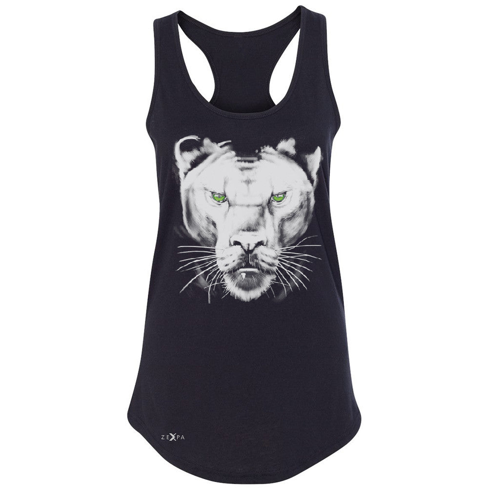 Majestic Panter with Green Eyes Women's Racerback Wild Animal Sleeveless - Zexpa Apparel - 1