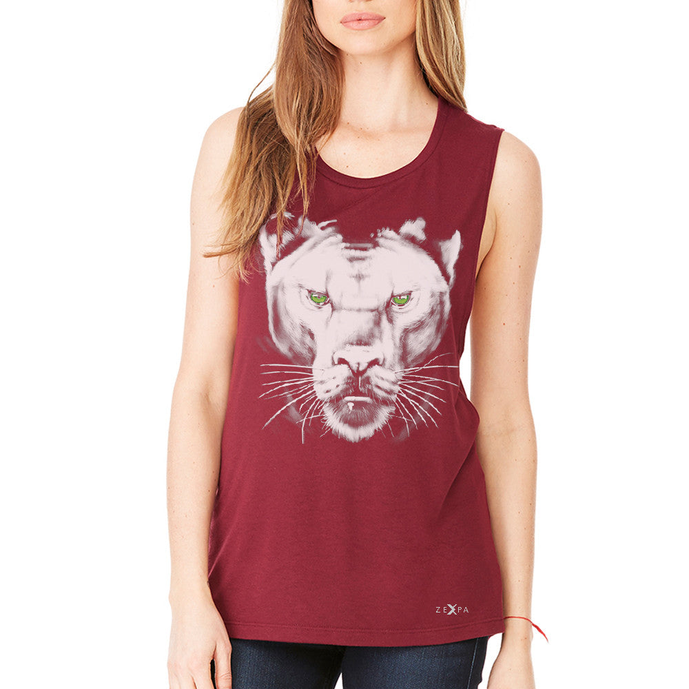 Majestic Panter with Green Eyes Women's Muscle Tee Wild Animal Tanks - Zexpa Apparel - 4