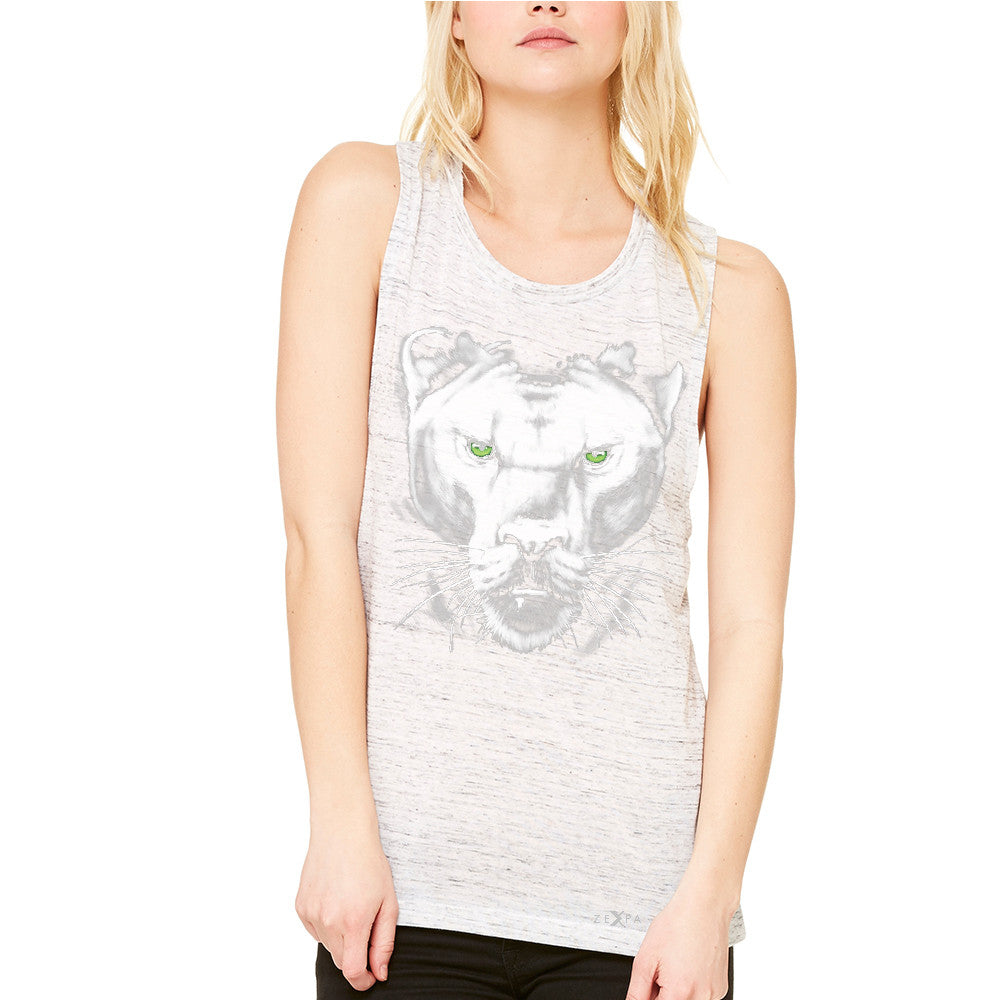 Majestic Panter with Green Eyes Women's Muscle Tee Wild Animal Tanks - Zexpa Apparel - 5