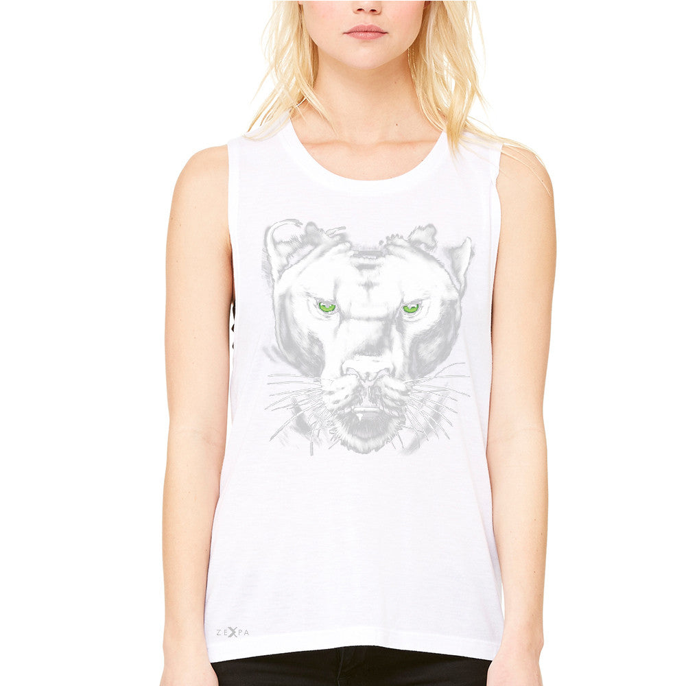 Majestic Panter with Green Eyes Women's Muscle Tee Wild Animal Tanks - Zexpa Apparel - 6
