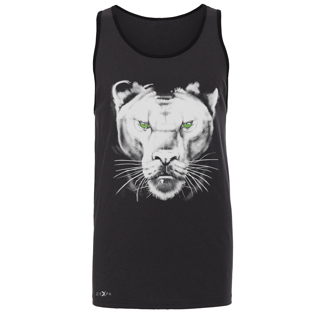 Majestic Panter with Green Eyes Men's Jersey Tank Wild Animal Sleeveless - Zexpa Apparel - 3