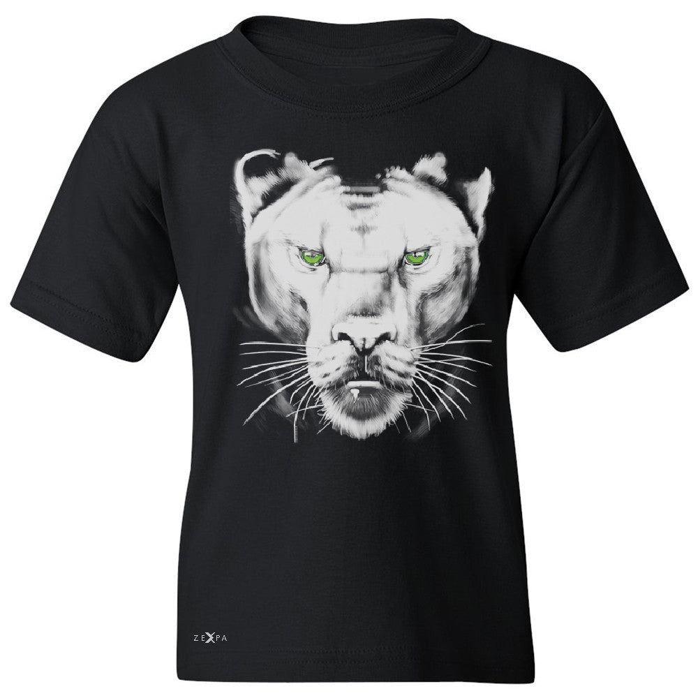 Majestic Panter with Green Eyes Youth T-shirt Wild Animal Tee - Zexpa Apparel - 1
