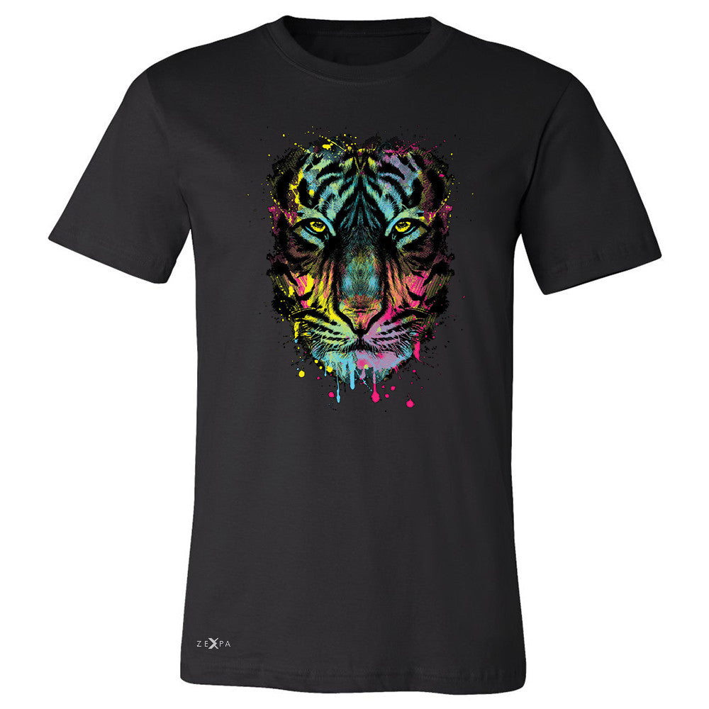 Zexpa Apparelâ„¢ Neon Dripping Tiger Face  Men's T-shirt Graphic Wild Animal Tee - Zexpa Apparel Halloween Christmas Shirts