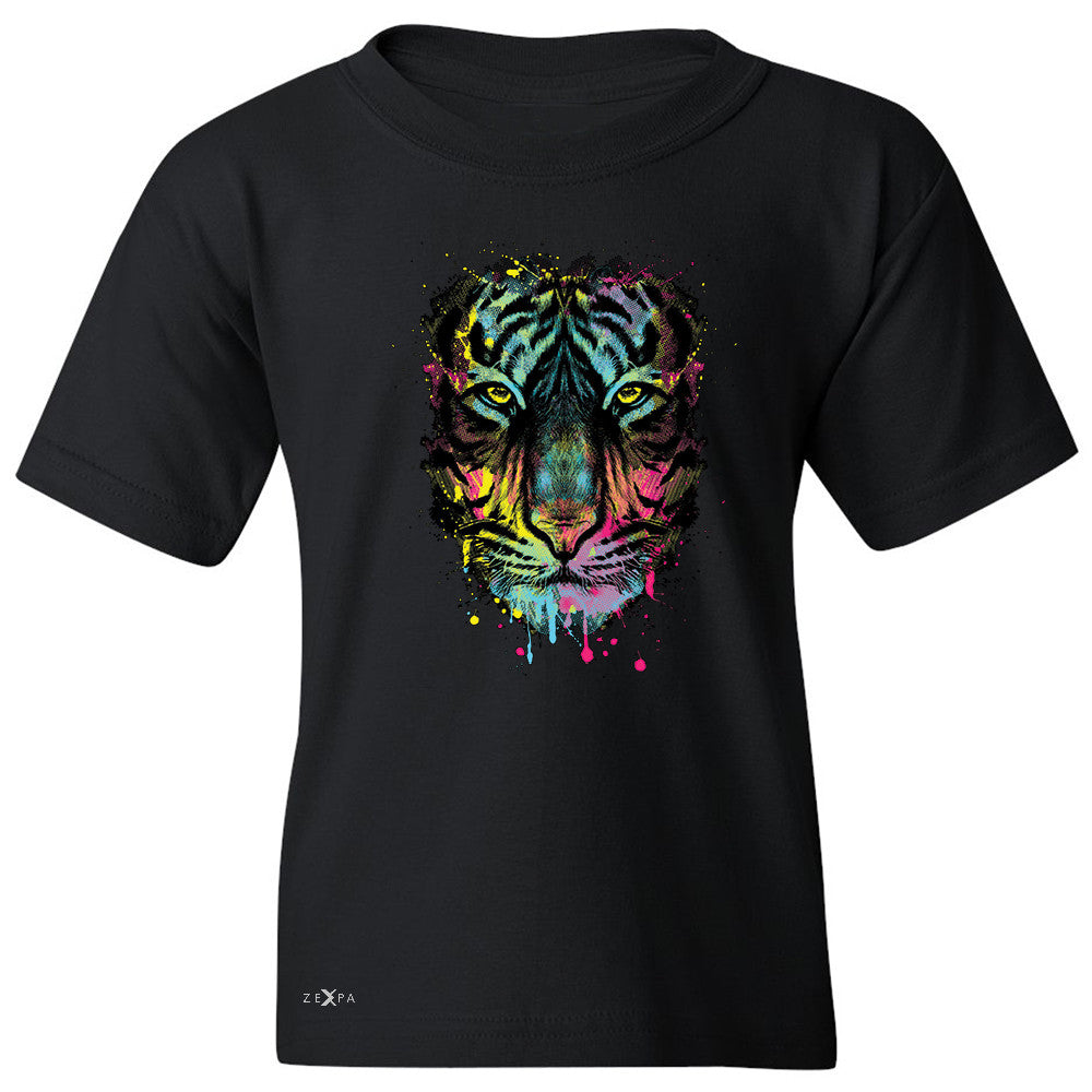 Zexpa Apparelâ„¢ Neon Dripping Tiger Face  Youth T-shirt Graphic Wild Animal Tee - Zexpa Apparel Halloween Christmas Shirts
