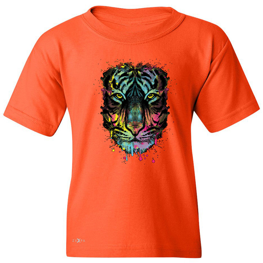 Zexpa Apparelâ„¢ Neon Dripping Tiger Face  Youth T-shirt Graphic Wild Animal Tee - Zexpa Apparel Halloween Christmas Shirts