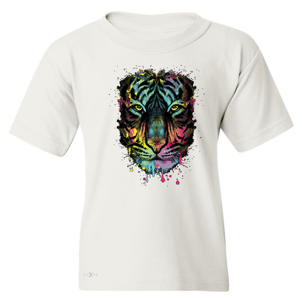 Zexpa Apparelâ„¢ Neon Dripping Tiger Face  Youth T-shirt Graphic Wild Animal Tee - Zexpa Apparel Halloween Christmas Shirts