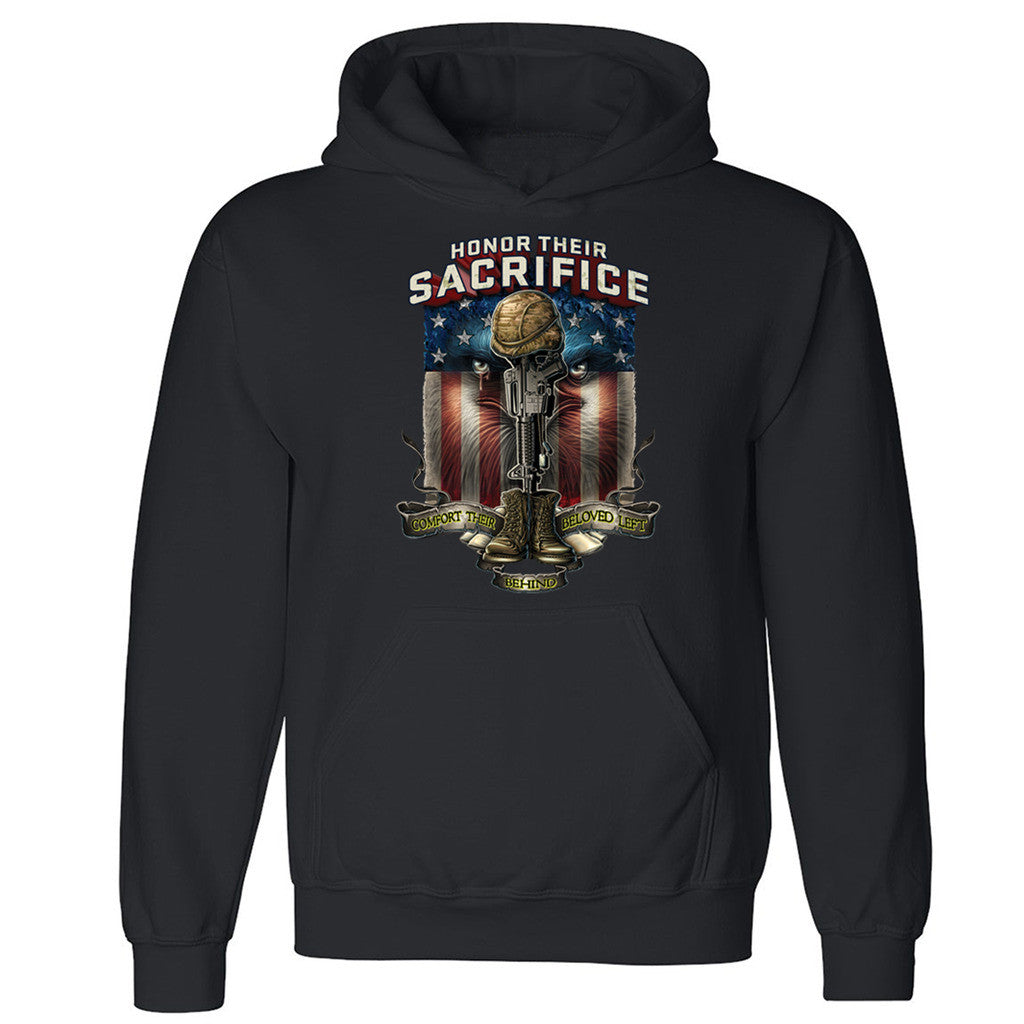 Zexpa Apparelâ„¢ Honor Their Sacrifice Unisex Hoodie US Army Veteran USA flag Hooded Sweatshirt
