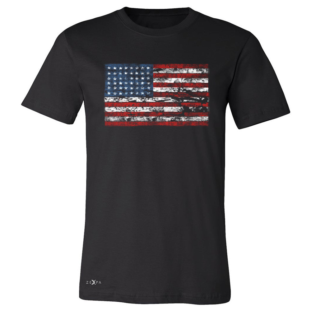 Distressed Atilt American Flag USAÂ  Men's T-shirt Patriotic Tee - Zexpa Apparel - 1