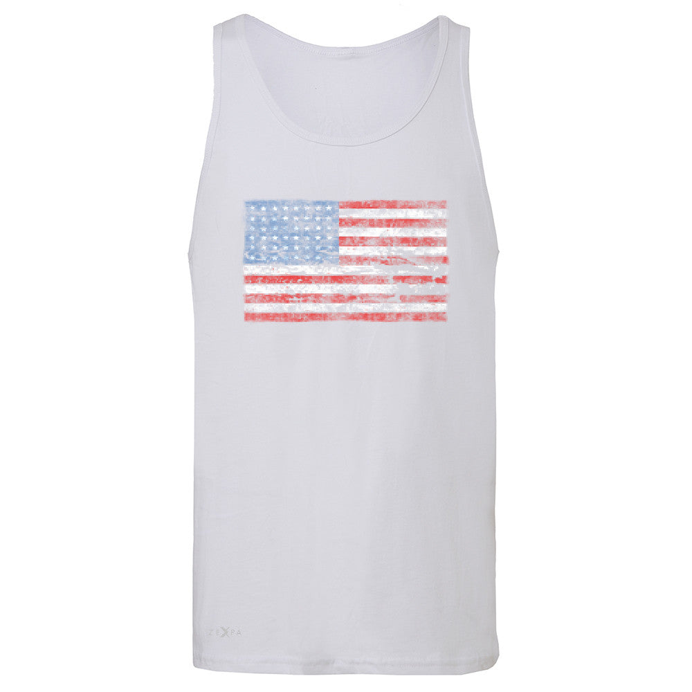 Distressed Atilt American Flag USAÂ  Men's Jersey Tank Patriotic Sleeveless - Zexpa Apparel - 6