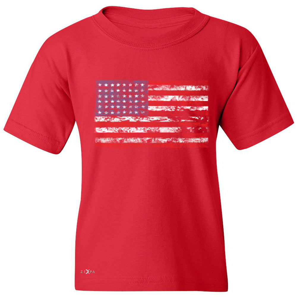 Distressed Atilt American Flag USAÂ  Youth T-shirt Patriotic Tee - Zexpa Apparel - 4