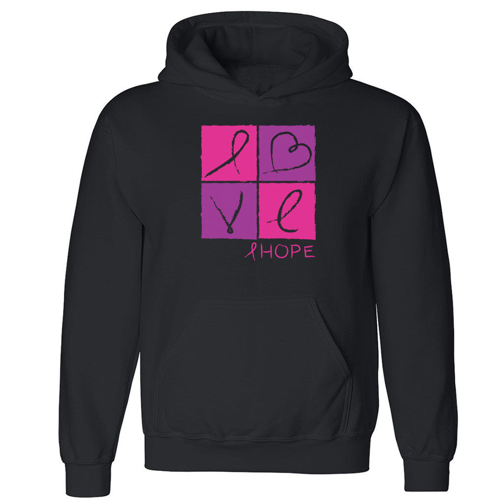 Zexpa Apparelâ„¢ Love Heart Hope Unisex Hoodie Breast Cancer Awareness Month Hooded Sweatshirt