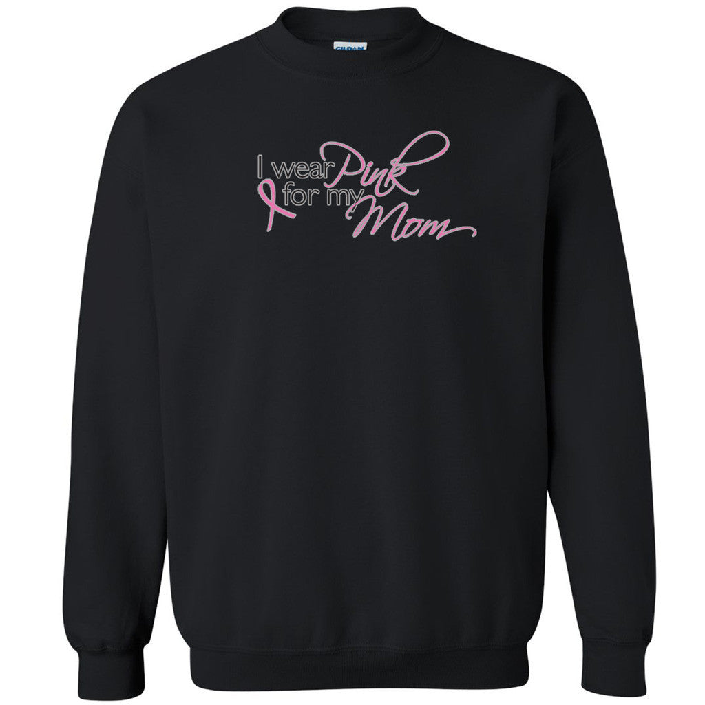 I Wear Pink For My Mom Unisex Crewneck Breast Cancer Month Run Sweatshirt - Zexpa Apparel