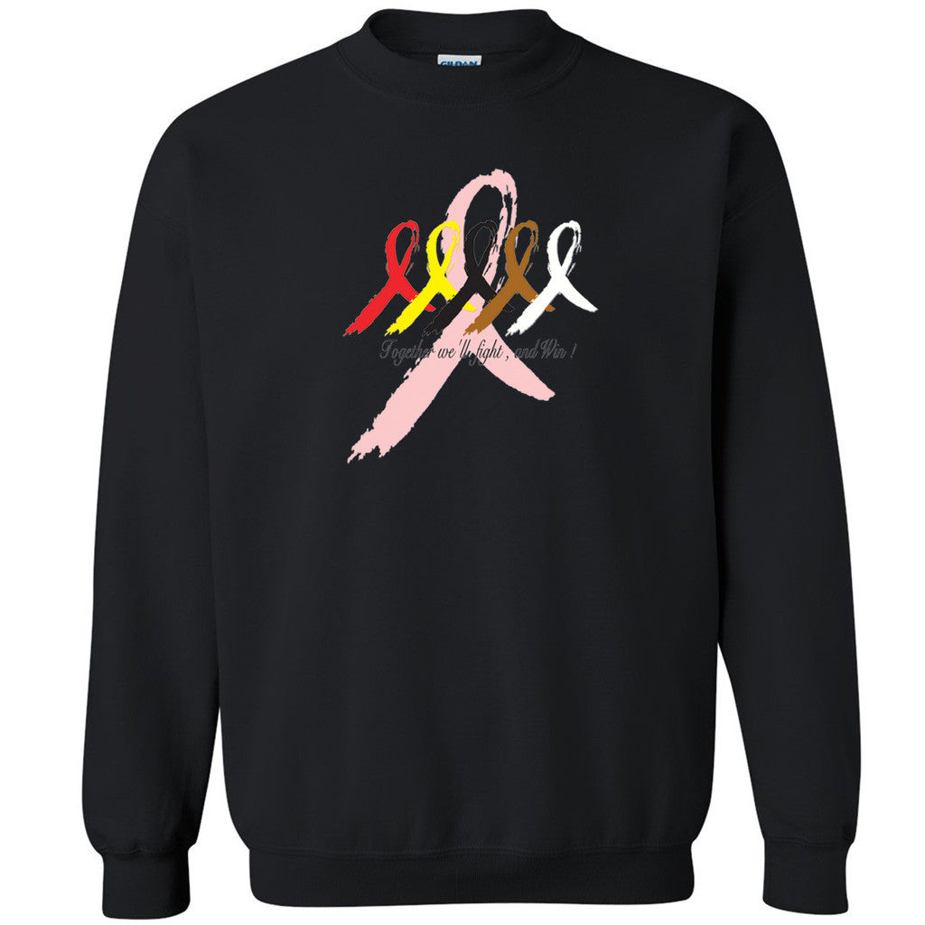 Together We'll Fight and Win!! Unisex Crewneck Cancer Awareness Sweatshirt - Zexpa Apparel