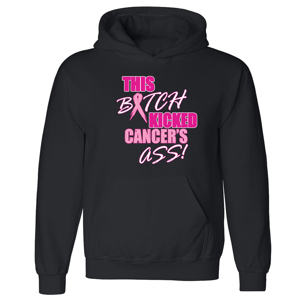 Zexpa Apparelâ„¢ This Btch Kicked Cancers As.. Unisex Hoodie Breast Cancer Run Hooded Sweatshirt