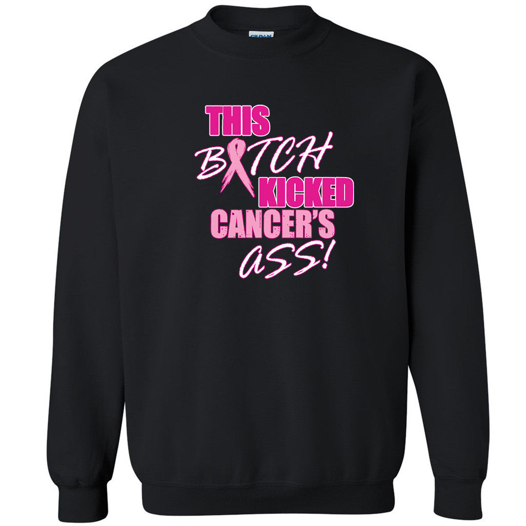 This Btch Kicked Cancers As.. Unisex Crewneck Breast Cancer Run Sweatshirt - Zexpa Apparel