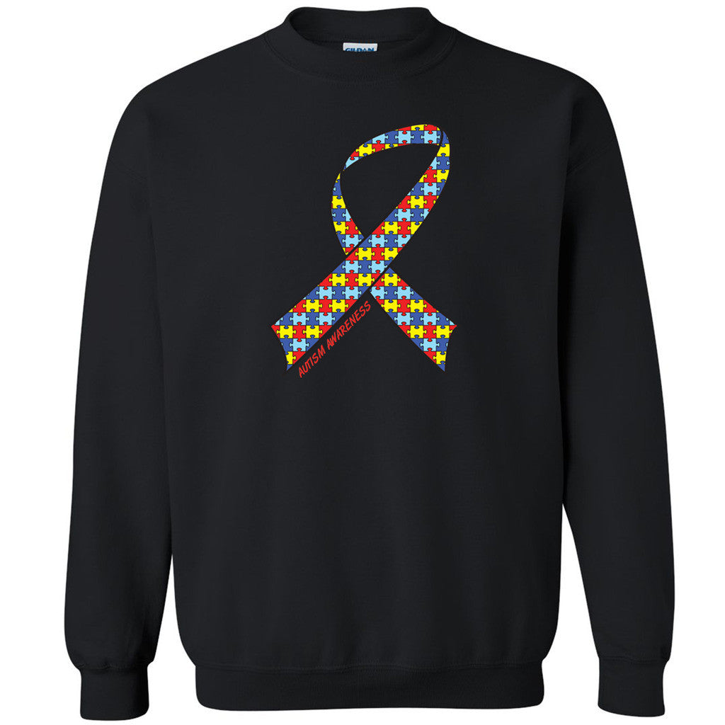 Autism Ribbon Different Unisex Crewneck Autism Awareness Month Sweatshirt - Zexpa Apparel Halloween Christmas Shirts