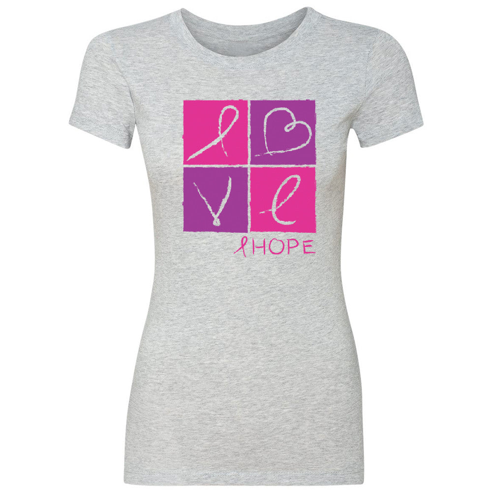 Hope Love Women's T-shirt Breast Cancer Awareness Month Support Tee - Zexpa Apparel - 2