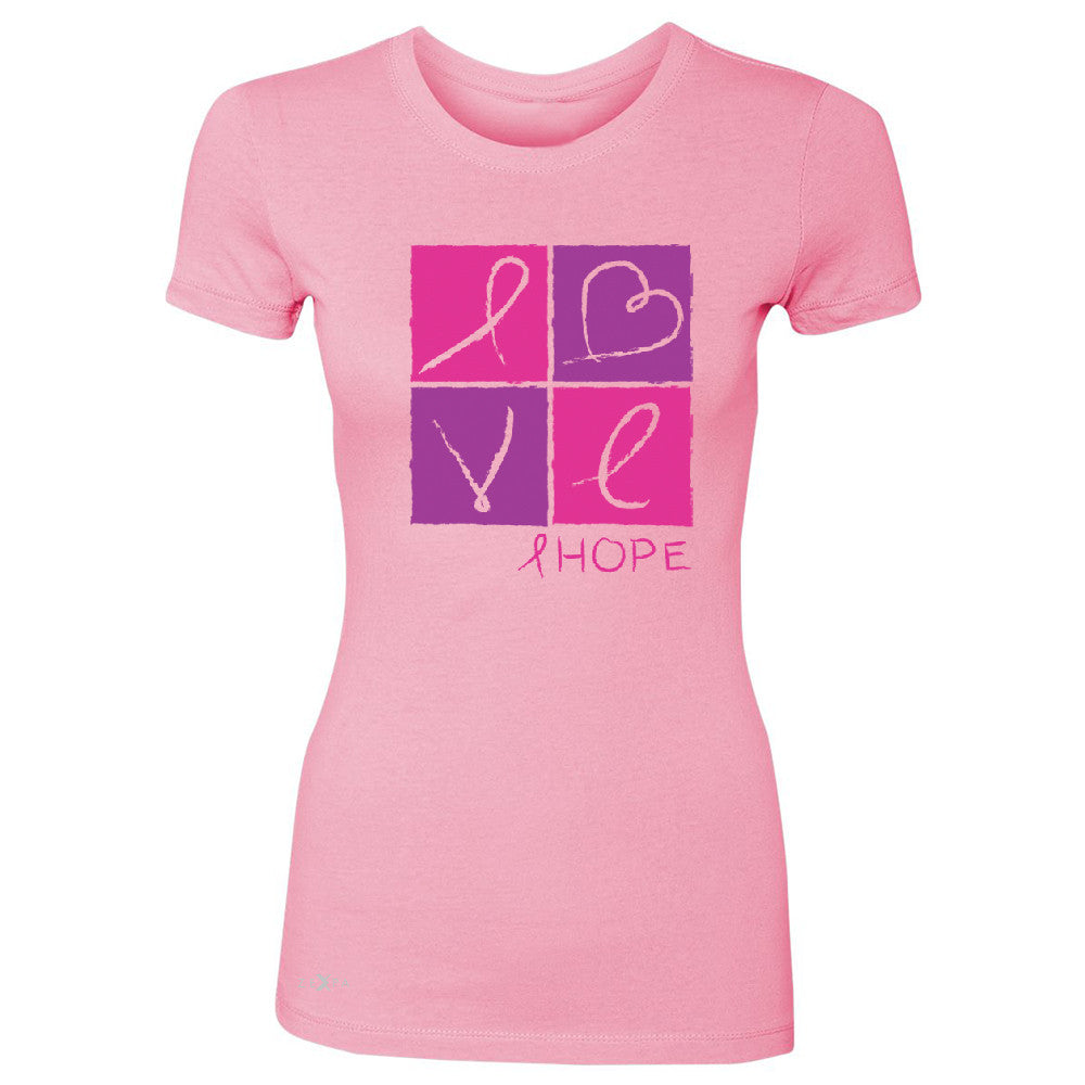 Hope Love Women's T-shirt Breast Cancer Awareness Month Support Tee - Zexpa Apparel - 3