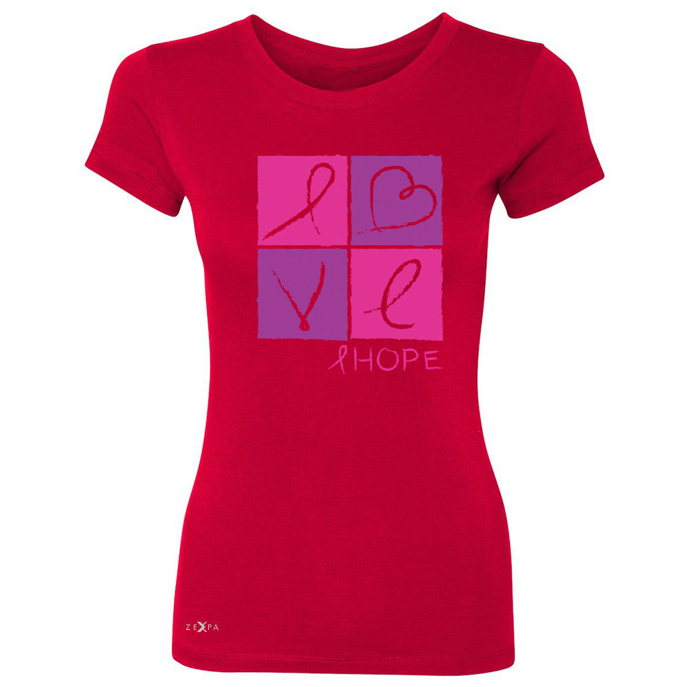 Hope Love Women's T-shirt Breast Cancer Awareness Month Support Tee - Zexpa Apparel - 4