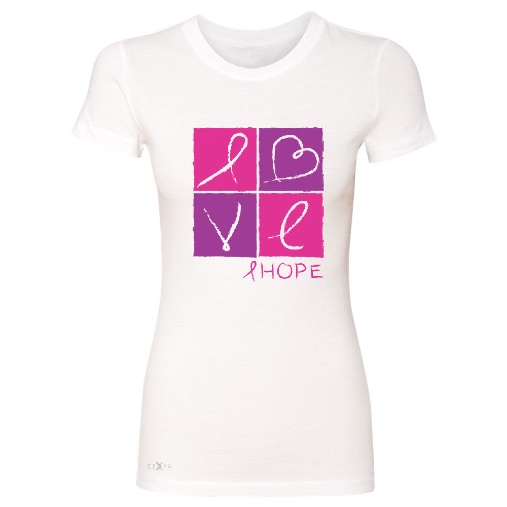 Hope Love Women's T-shirt Breast Cancer Awareness Month Support Tee - Zexpa Apparel - 5