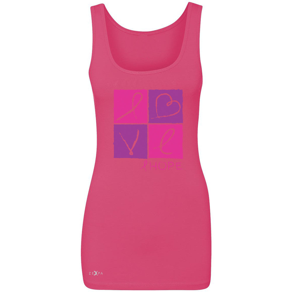 Hope Love Women's Tank Top Breast Cancer Awareness Month Support Sleeveless - Zexpa Apparel - 2