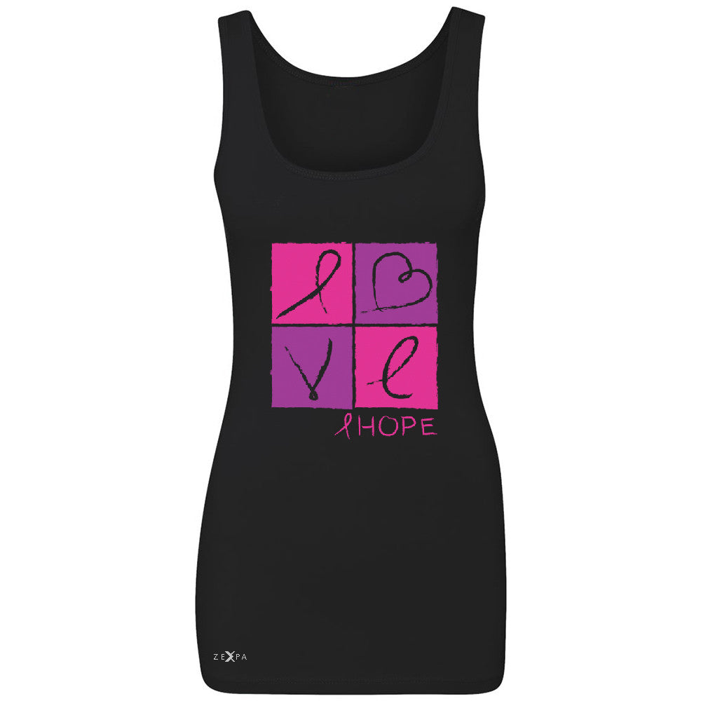 Hope Love Women's Tank Top Breast Cancer Awareness Month Support Sleeveless - Zexpa Apparel - 1