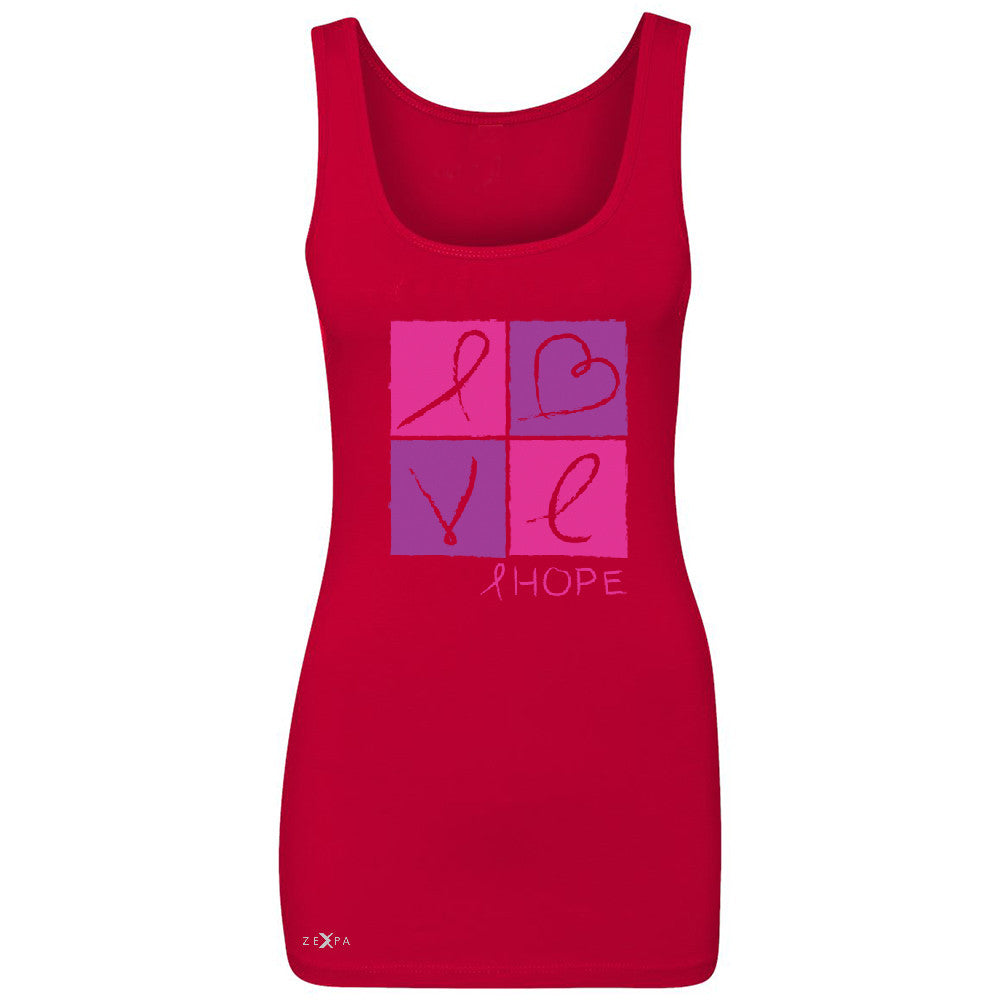 Hope Love Women's Tank Top Breast Cancer Awareness Month Support Sleeveless - Zexpa Apparel - 3